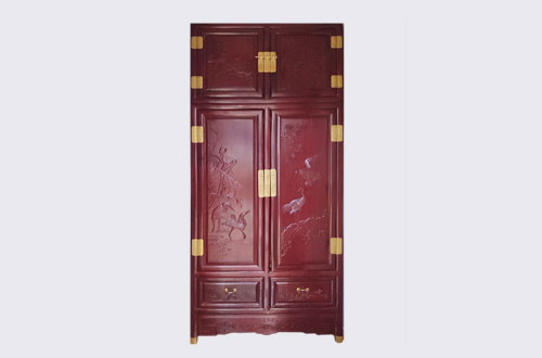 太和高端中式家居装修深红色纯实木衣柜