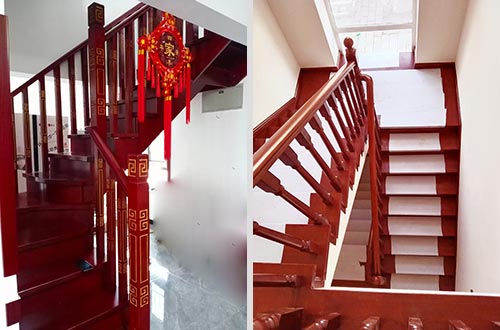 太和自建别墅中式实木楼梯全屋定制设计效果图